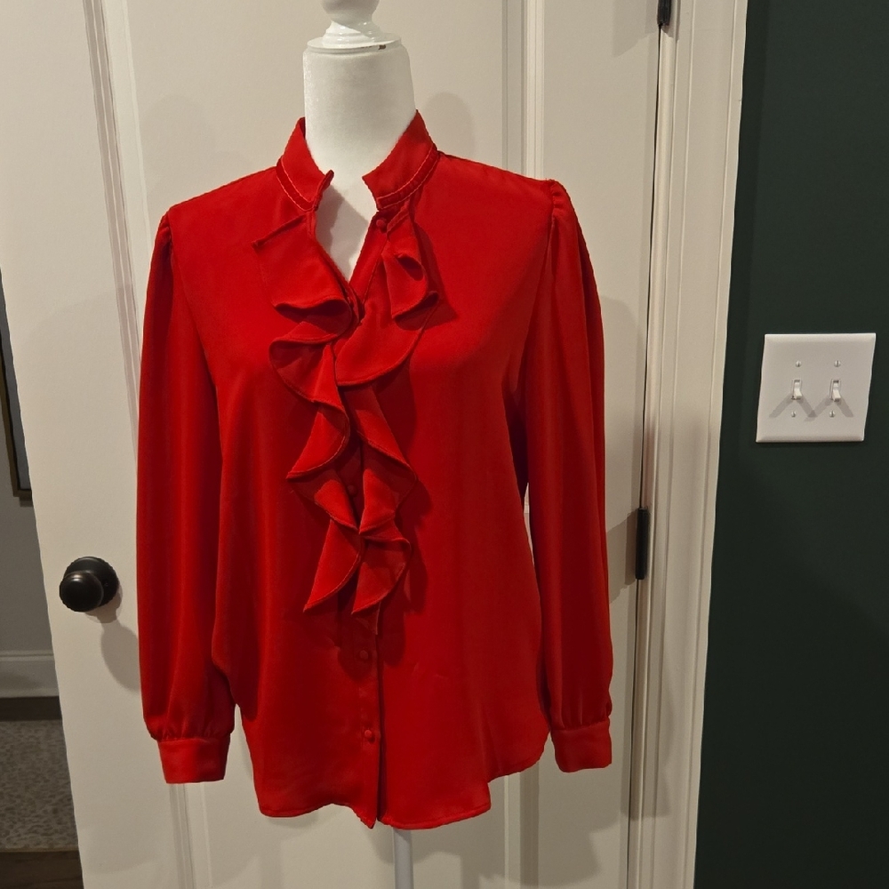 Chico's Vibrant Red Ruffle Blouse